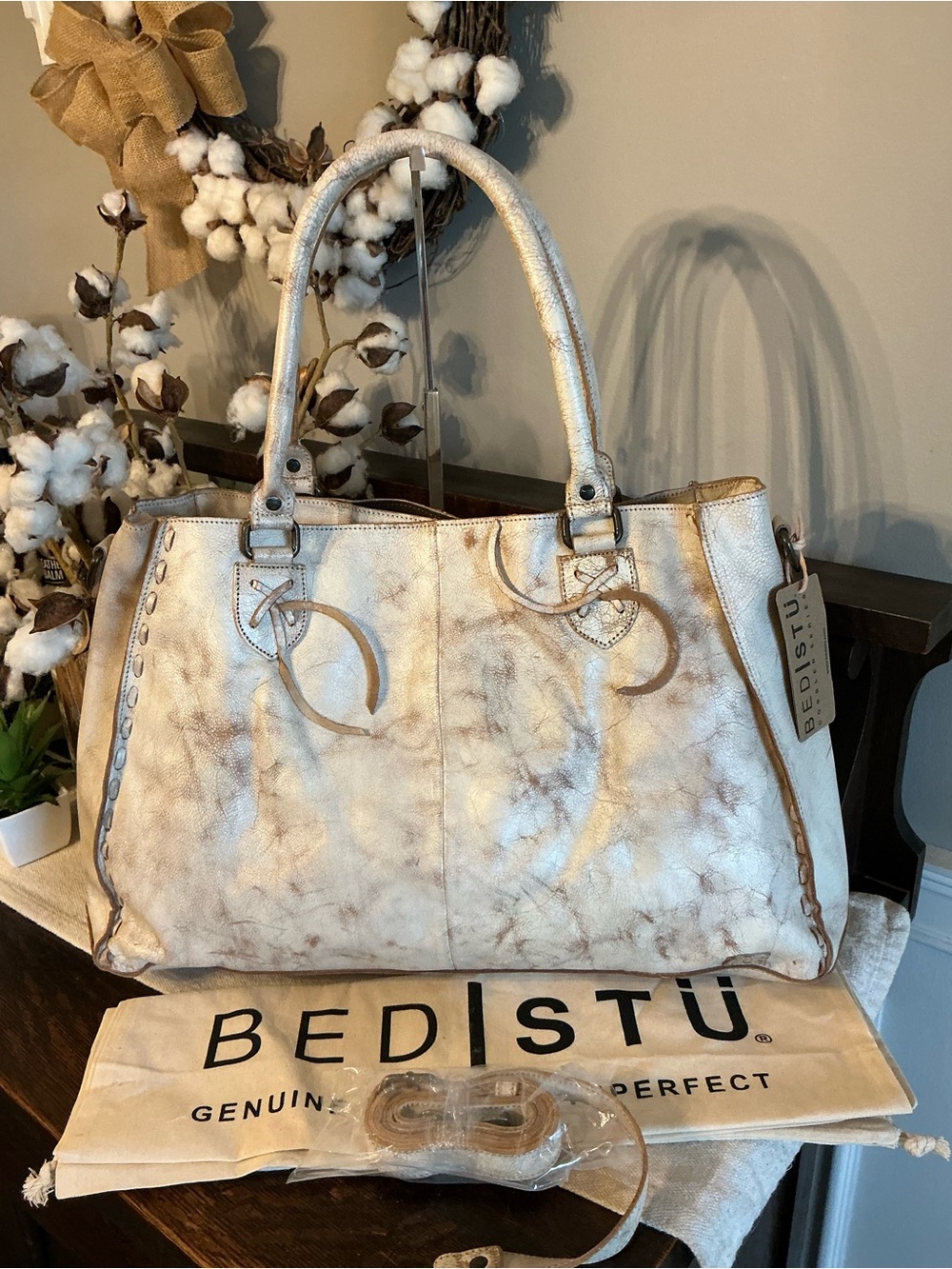 NWT Bed Stu Leather Rockaway Shoulder Crossbody Bag Tote Nectar Lux MSPR $345 - Picture 3 of 16